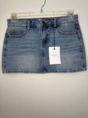 Hidden Denim Mini Skirt in Faded Light Blue